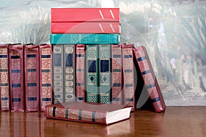 Richly decorated volumes of books
