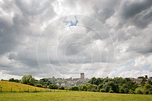 Richmond Castle and Richmond Town with clouds
