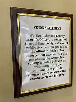 Richmond County Sheriff\'s Office interior vision statement