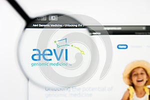 Richmond, Virginia, USA - 8 May 2019: Illustrative Editorial of Aevi Genomic Medicine Inc website homepage. Aevi Genomic