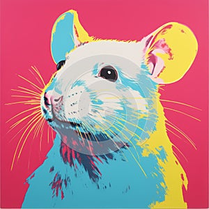 Rick Rolls Rat Of The Month: A Pop Art Piece In Indigo And Magenta