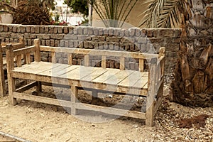 Rickety old bench made of wood in the village in Africa