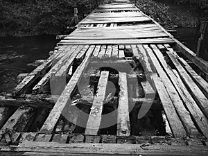 Rickety wooden bridge