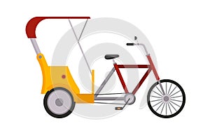 Rickshaw bike vector isolated taxi yellow tourism illustration transport isolated cab travelling service traffic icon