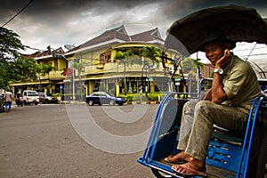 Rickshaw driver of Malang, Indonesia