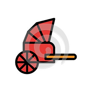 Rickshaw icon colored outline red orange colour chinese new year symbol perfect