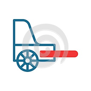 Rickshaw icon duotone red blue colour chinese new year symbol perfect