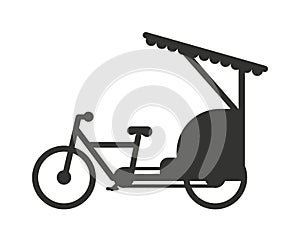 Rickshaw indonesia jakarta taxi travel transportation icon flat vector illustration.