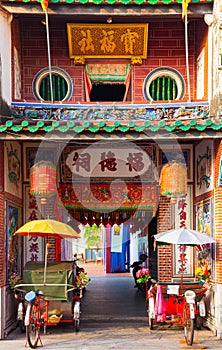 Rickshaw tricycles near the temple, Penang, Malaysia