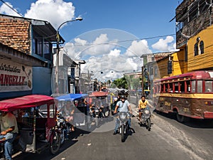Rickshaws on a  street