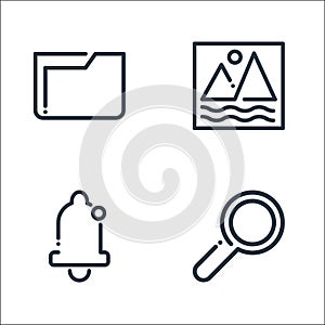 ricon line icons. linear set. quality vector line set such as search, notification bell, image photo
