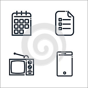 ricon line icons. linear set. quality vector line set such as smartphone, television, to do list photo
