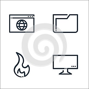 ricon line icons. linear set. quality vector line set such as television, fire, folder photo