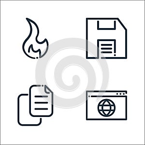 Ricon line icons. linear set. quality vector line set such as website, copy option, save option