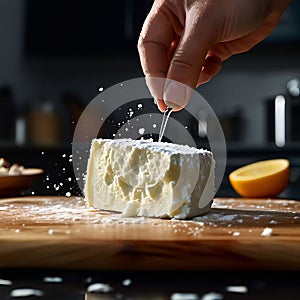 ricotta cheese performing an acrobatic