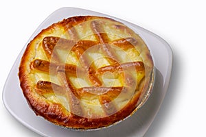 Ricotta tart closeup with clipping path