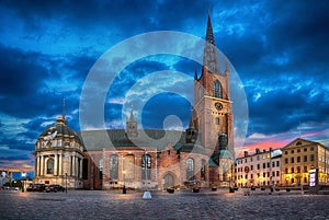 Riddarholmen Church at dusk in Stockholm HDR image
