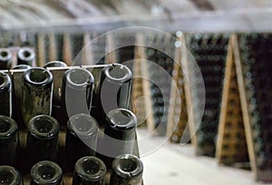 Riddling rack used for ageing sparkling wines