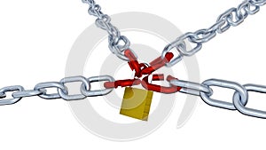 Ride along Chains with Four Red Links Locked with a Padlock