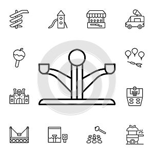 Ride, carousel flat vector icon in amusement pack