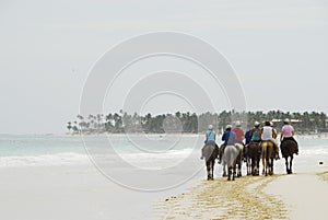 Ride on horseback on a tropical beach