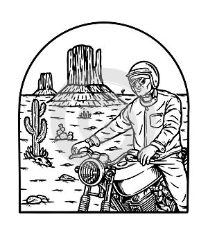 ride a motorbike into the desert