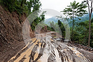 Ride through muddy dirt road