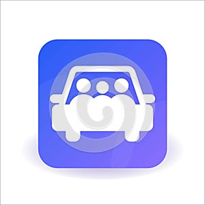 Ride sharing icon button, car sharing icon concept on white background