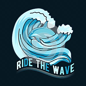 Ride The Wave, World Oceans Day Vector Illustration