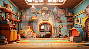 Rideable full size Toy Room made from colorful wooden Art photo