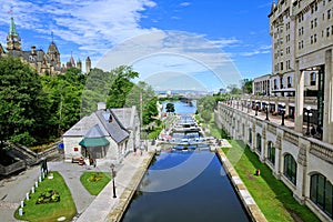 Rideau Canal locks near Parliament Hill, Ottawa, Ontario, Canada