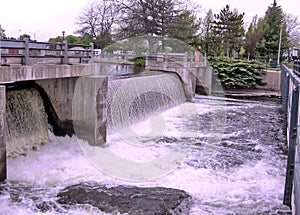 Rideau Canal Smiths Falls water discharge from the dam May 2008