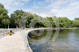 Rideau Canal Western Pathway during summer. Boardwalk next to Dow's lake. Ottawa, Ontario, Canada.