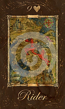 Rider. Card of Lenormand oracle deck Gothic Mysteries