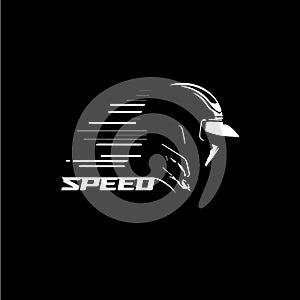 Rider helmet icon, motorcycle biker emblem, speed rider sign, motorcycling logo template. Vector illustration. photo