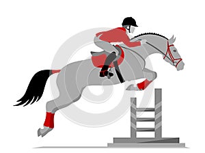 Rider on a horse jumping