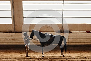 Rider in Horse Training Arena