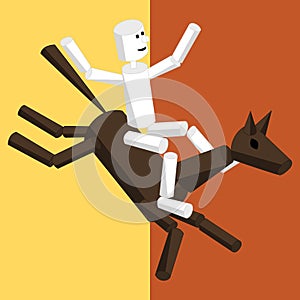 Rider man on a horse back. Abstract cartoon