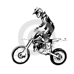 Rider participates motocross championship. Vector illustration