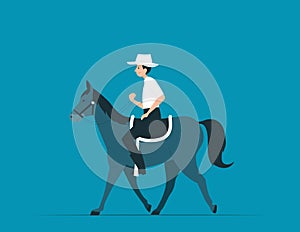 Rider riding horse. Horseback riding concept vector