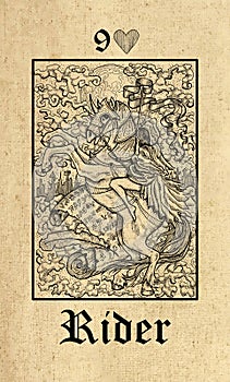 Rider. Tarot card from Lenormand Gothic Mysteries oracle deck