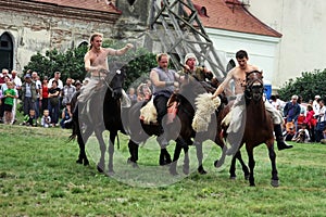 Riders making a demonstration