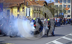 Riders making a smoke