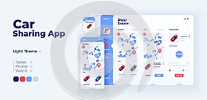 Ridesharing app screen vector adaptive design template