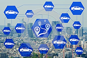 The ridesharing and carpooling concept in the city