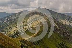 Ridge of Nizke Tatry mountains with Chopok mountain, Slovak