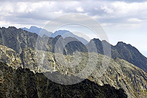 Ridge and peaks of high mountains