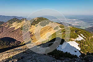 Ridge of slovak Little Fatra hills and Zilina city