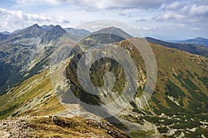 Ridge trail to Hruby vrch. Western Tatras