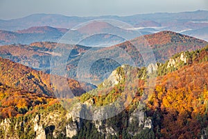 Ridges of hills in autumn colors